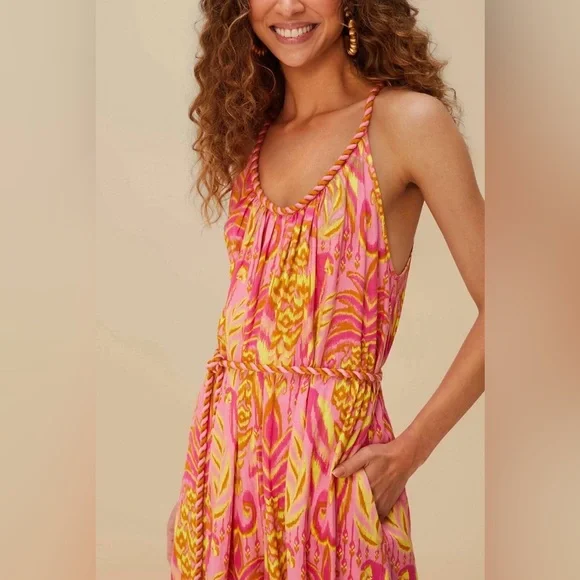 FARM Rio Pineapple Tapestry Pink Jumpsuit- Size Small - Picture 3 of 7